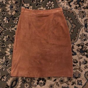 Vintage 90s Tan Suede 100% Leather Mini Skirt size XS / 2 / juniors size 9